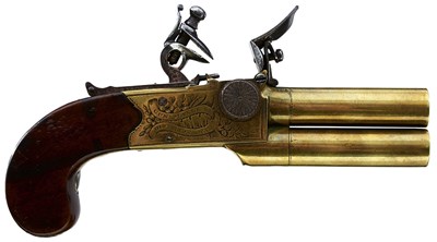Lot 372 - A PAIR OF 50-BORE FLINTLOCK BOXLOCK TAP ACTION POCKET PISTOLS BY MORTIMER