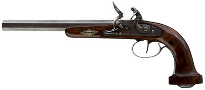 Lot 610 - AN INTERESTING PAIR OF 25-BORE FLINTLOCK TARGET PISTOLS BY JOHN MANTON & SON