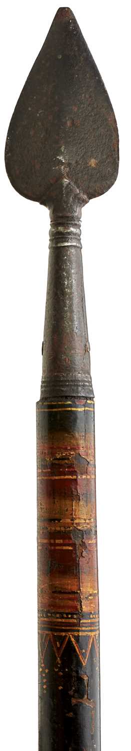 Lot 68 - A SRI LANKAN OR SOUTHERN INDIAN LACQUERED POLE ARM