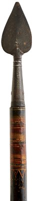 Lot 302 - A SRI LANKAN OR SOUTHERN INDIAN LACQUERED POLE ARM
