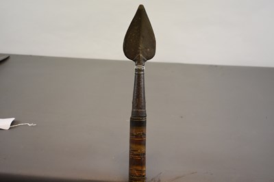 Lot 68 - A SRI LANKAN OR SOUTHERN INDIAN LACQUERED POLE ARM