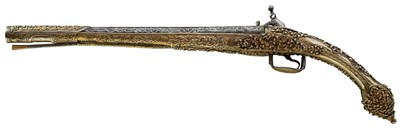 Lot 107 - A 19-BORE MIQUELET LOCK TURKISH OR OTTOMAN HOLSTER PISTOL