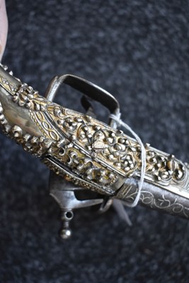 Lot 107 - A 19-BORE MIQUELET LOCK TURKISH OR OTTOMAN HOLSTER PISTOL