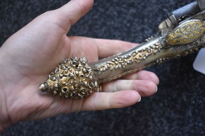 Lot 107 - A 19-BORE MIQUELET LOCK TURKISH OR OTTOMAN HOLSTER PISTOL