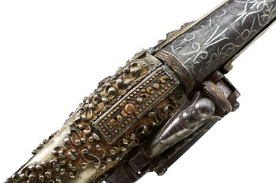 Lot 107 - A 19-BORE MIQUELET LOCK TURKISH OR OTTOMAN HOLSTER PISTOL