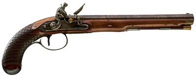 Lot 371 - A 42-BORE FLINTLOCK DUELLING PISTOL BY DURS EGG
