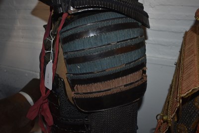 Lot 43 - A BLACK LACQUERED JAPANESE ARMOUR FOR A SAMURAI