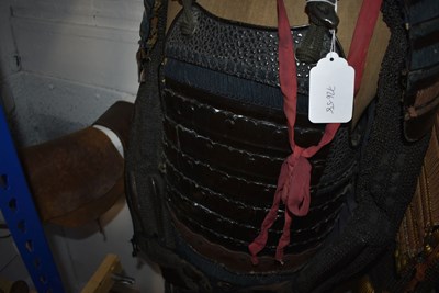 Lot 43 - A BLACK LACQUERED JAPANESE ARMOUR FOR A SAMURAI
