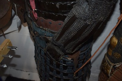 Lot 43 - A BLACK LACQUERED JAPANESE ARMOUR FOR A SAMURAI