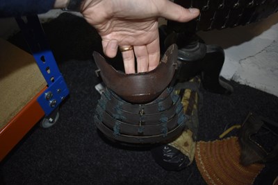 Lot 43 - A BLACK LACQUERED JAPANESE ARMOUR FOR A SAMURAI
