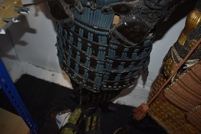 Lot 43 - A BLACK LACQUERED JAPANESE ARMOUR FOR A SAMURAI