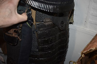 Lot 43 - A BLACK LACQUERED JAPANESE ARMOUR FOR A SAMURAI
