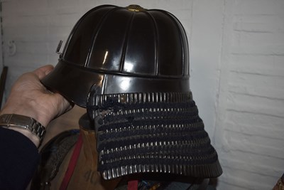 Lot 43 - A BLACK LACQUERED JAPANESE ARMOUR FOR A SAMURAI