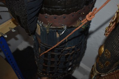 Lot 43 - A BLACK LACQUERED JAPANESE ARMOUR FOR A SAMURAI