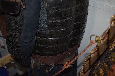 Lot 43 - A BLACK LACQUERED JAPANESE ARMOUR FOR A SAMURAI