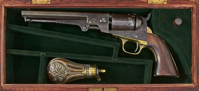 Lot 412 - A .36 CALIBRE FIVE-SHOT PERCUSSION LONDON PROOFED MANHATTAN NAVY