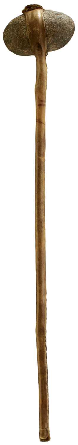 Lot 121 - A 19TH CENTURY AMERICAN PLAINS INDIAN STONE HEADED WAR CLUB