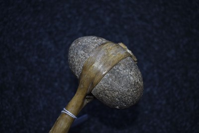 Lot 121 - A 19TH CENTURY AMERICAN PLAINS INDIAN STONE HEADED WAR CLUB