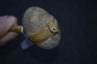Lot 121 - A 19TH CENTURY AMERICAN PLAINS INDIAN STONE HEADED WAR CLUB