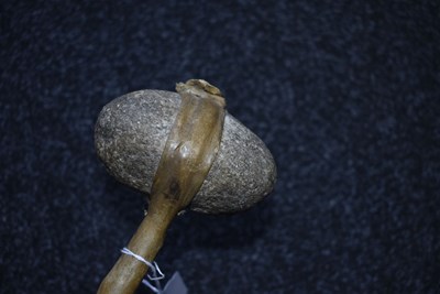 Lot 121 - A 19TH CENTURY AMERICAN PLAINS INDIAN STONE HEADED WAR CLUB