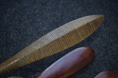 Lot 123 - TWO MAORI WAR CLUBS AND AN ABORIGINAL THROWING CLUB