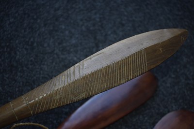 Lot 123 - TWO MAORI WAR CLUBS AND AN ABORIGINAL THROWING CLUB