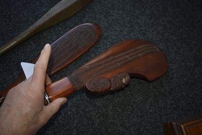 Lot 123 - TWO MAORI WAR CLUBS AND AN ABORIGINAL THROWING CLUB