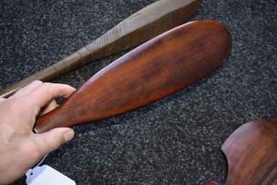 Lot 123 - TWO MAORI WAR CLUBS AND AN ABORIGINAL THROWING CLUB