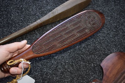 Lot 123 - TWO MAORI WAR CLUBS AND AN ABORIGINAL THROWING CLUB