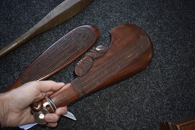 Lot 123 - TWO MAORI WAR CLUBS AND AN ABORIGINAL THROWING CLUB