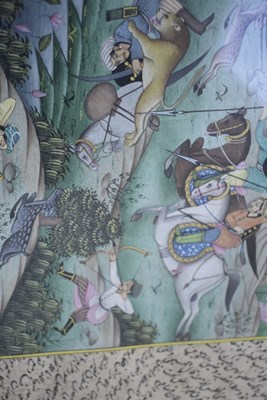 Lot 83 - A 19TH CENTURY MUGHAL INDIAN MANUSCRIPT ELEMENT OF A TIGER HUNT
