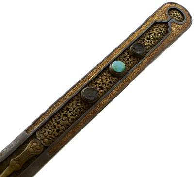 Lot 91 - A LATE 18TH OR EARLY 19TH CENTURY TIBETAN SHORT DPA'DAM OR SWORD