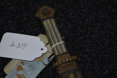 Lot 91 - A LATE 18TH OR EARLY 19TH CENTURY TIBETAN SHORT DPA'DAM OR SWORD