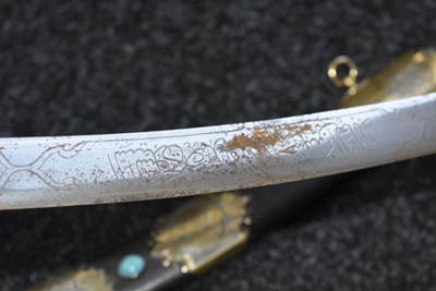 Lot 89 - AN INTERESTING 20TH CENTURY MIDDLE EASTERN SILVER HILTED PRESENTATION SABRE