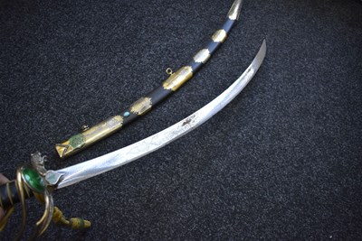 Lot 89 - AN INTERESTING 20TH CENTURY MIDDLE EASTERN SILVER HILTED PRESENTATION SABRE