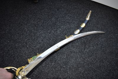 Lot 89 - AN INTERESTING 20TH CENTURY MIDDLE EASTERN SILVER HILTED PRESENTATION SABRE