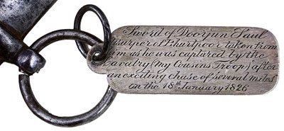 Lot 141 - A CAVALRY OFFICER'S SWORD WITH TROPHY BLADE