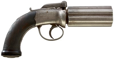Lot 428 - A 54-BORE SIX-SHOT PERCUSSION PEPPERBOX REVOLVER