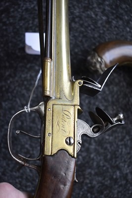 Lot 378 - A SCARCE PAIR OF 18TH CENTURY FLINTLOCK WATERS PATENT BLUNDERBUSS PISTOLS
