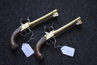 Lot 378 - A SCARCE PAIR OF 18TH CENTURY FLINTLOCK WATERS PATENT BLUNDERBUSS PISTOLS