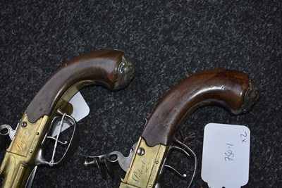 Lot 378 - A SCARCE PAIR OF 18TH CENTURY FLINTLOCK WATERS PATENT BLUNDERBUSS PISTOLS