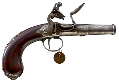 Lot 383 - AN UNUSUAL 42-BORE FLINTLOCK QUEEN ANNE POCKET OR TRAVELLING PISTOL BY WALKER