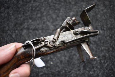 Lot 387 - AN 18TH CENTURY FLINTLOCK TINDER LIGHTER