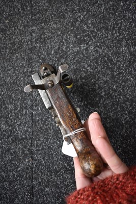 Lot 387 - AN 18TH CENTURY FLINTLOCK TINDER LIGHTER