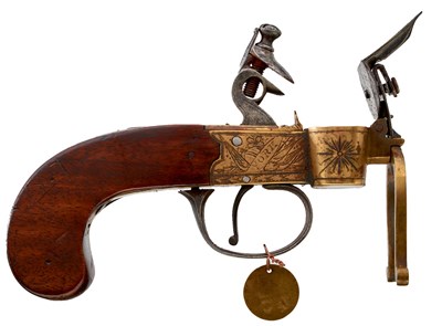 Lot 386 - AN EARLY 19TH CENTURY FLINTLOCK TINDER LIGHTER BY FORTH OF YORK