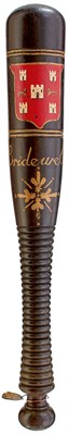 Lot 673 - OF HAMPSHIRE INTEREST: A VICTORIAN PAINTED WOOD PRISON TRUNCHEON