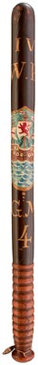 Lot 747 - A WILLIAM IV PAINTED WOOD TRUNCHEON