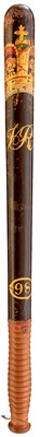 Lot 731 - TWO VICTORIAN SCOTTISH PAINTED WOOD TRUNCHEONS BY CORMACK OF EDINBURGH