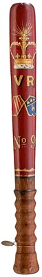 Lot 683 - A VICTORIAN PAINTED WOOD TRUNCHEON FOR THE MANCHESTER AND LEEDS RAILWAY
