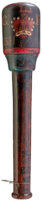 Lot 727 - A GEORGE III PAINTED WOOD TRUNCHEON